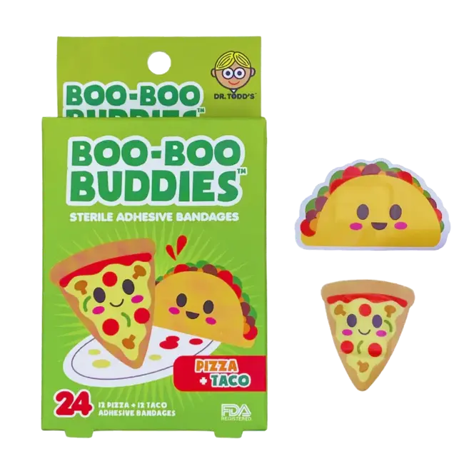 Boo-Boo Buddies Boo-Boo Buddies - 24 Sterile Adhesive Bandages Set, Pizza and Taco