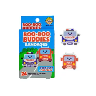 Boo-Boo Buddies Boo-Boo Buddies - Boîte de 24 Pansements Ludiques, Voiture Police et Pompier