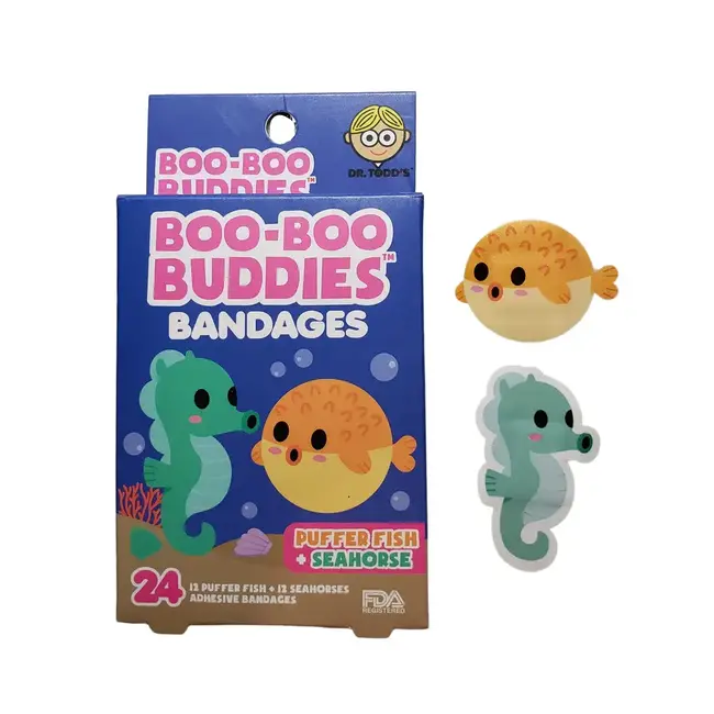 Boo-Boo Buddies Boo-Boo Buddies - Boîte de 24 Pansements Ludiques, Poisson-Globe et Hippocampe