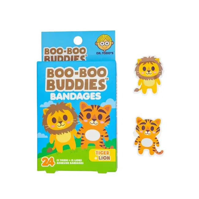 Boo-Boo Buddies Boo-Boo Buddies - 24 Sterile Adhesive Bandages Set, Tiger and Lion