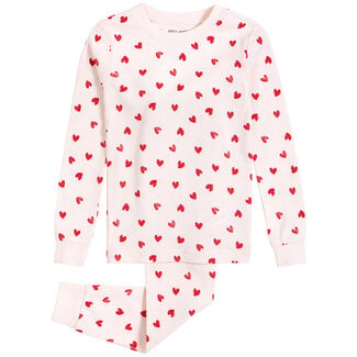 Petit Lem Petit Lem - Pyjama 2 Pièces en Coton Biologique, Rose Pâle Coeurs