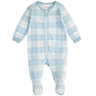 Petit Lem Petit Lem - Pyjama à Pattes en Coton Biologique, Bleu Tartan