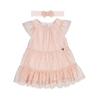 Mayoral Mayoral - Tulle Tiered Dress with Headband, Pastel
