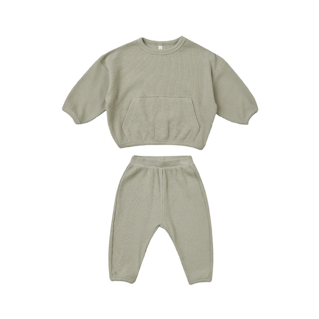 Quincy Mae Quincy Mae - Waffle Sweater and Pant Set, Sage