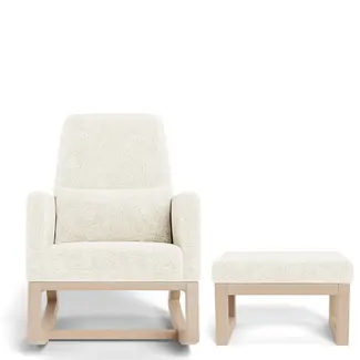 Monte Design DEMO SALE - Monte Joya - Rocking Chair and Ottoman Set, Natural Maple Base, Faux Sheepskin