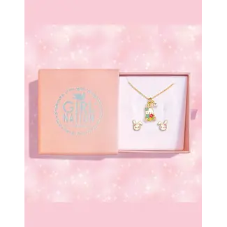 Girl Nation Girl Nation - Ensemble Collier et Boucles d'Oreilles, Lapin et Fleurs