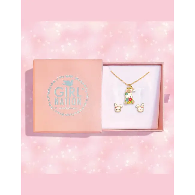 Girl Nation Girl Nation - Ensemble Collier et Boucles d'Oreilles, Lapin et Fleurs