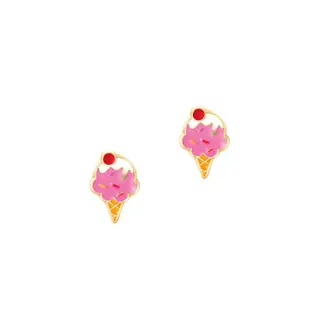 Girl Nation Girl Nation - Boucles d'Oreilles en Émail, Cornet de Crème Glacée