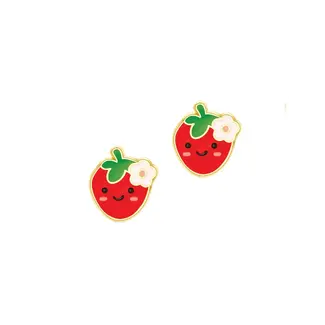 Girl Nation Girl Nation - Boucles d'Oreilles en Émail, Fraise Mignonne