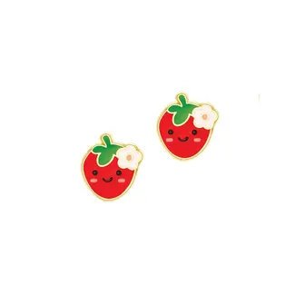 Girl Nation Girl Nation - Enamel Stud Earrings, Cute Strawberry