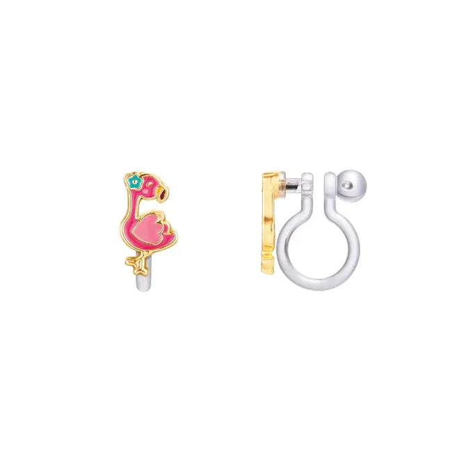 Girl Nation Girl Nation - Boucles d'Oreilles à Clip en Émail, Flamant Rose