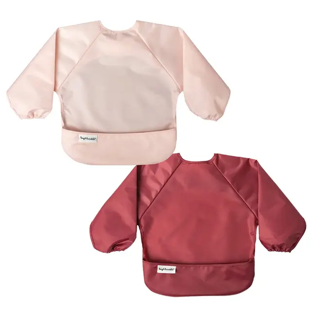 Tiny Twinkle Tiny Twinkle - Pack of 2 Mess-Proof Full Sleeve Bibs, Rose Burgundy