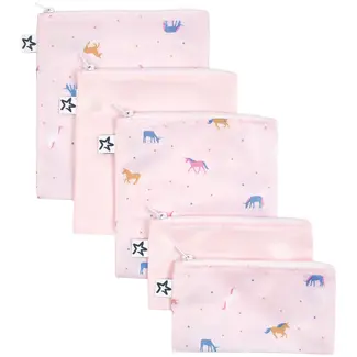 Tiny Twinkle Tiny Twinkle - Pack of 5 Reusable Snack Bags, Unicorn Confetti