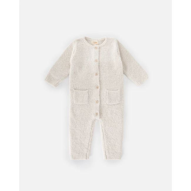 7 A.M 7AM - Fuzzy Long Sleeved Romper, Off-White