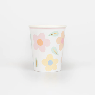 Meri Meri Meri Meri - Pack of 8 Paper Cups, Pastel Daisies and Gold