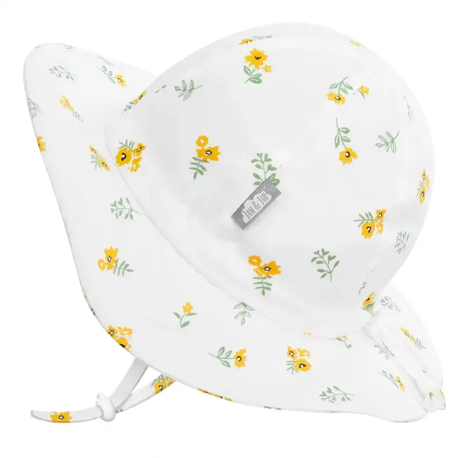 Jan & Jul Gro-With-Me Cotton Floppy Hat - Yellow Flower S (0-6M)