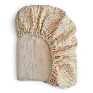 Mushie Mushie - Muslin Fitted Crib Sheet, Pastel Blooms