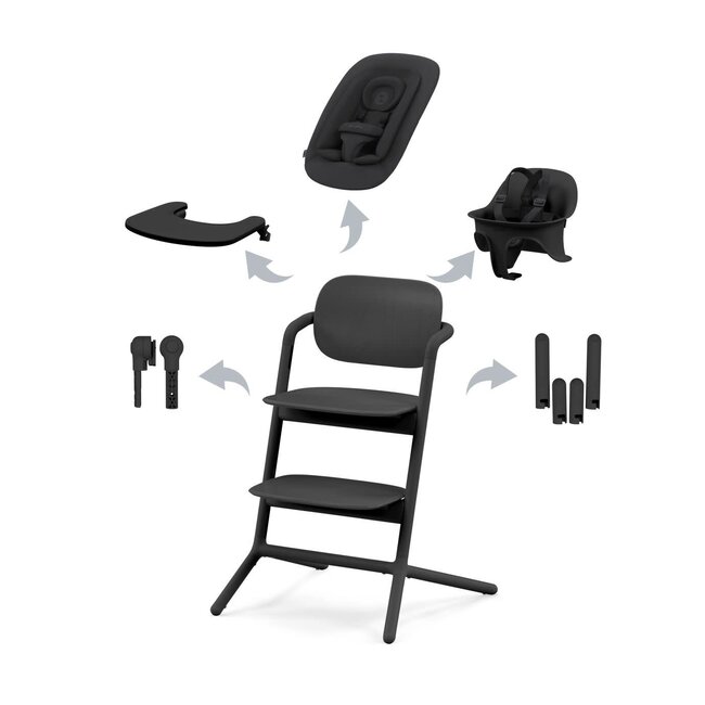 Cybex Cybex Lemo - Chaise Haute Évolutive 4-en-1, Superbe Noir