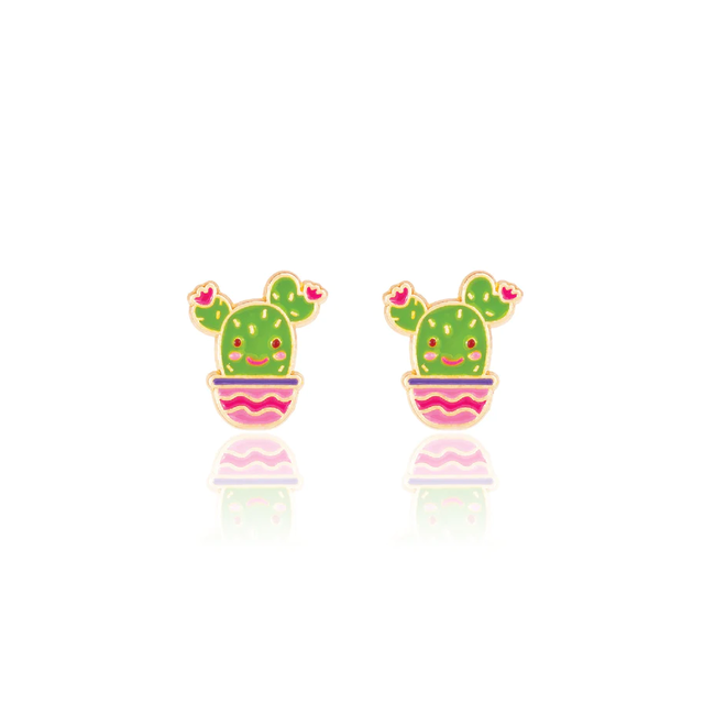 Girl Nation Girl Nation - Enamel Stud Earrings, Cactus