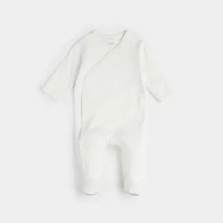 Petit Lem Petit Lem - Pyjama à Pattes en Coton Biologique Pointelle, Blanc