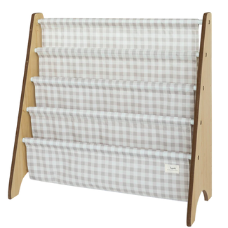3 sprouts 3 Sprouts - Recycled Fabric Book Rack, Beige Gingham