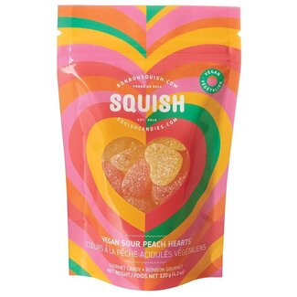 Squish Squish - Jujubes Végétaliens 120g, Coeurs à la Pêche Acidulés