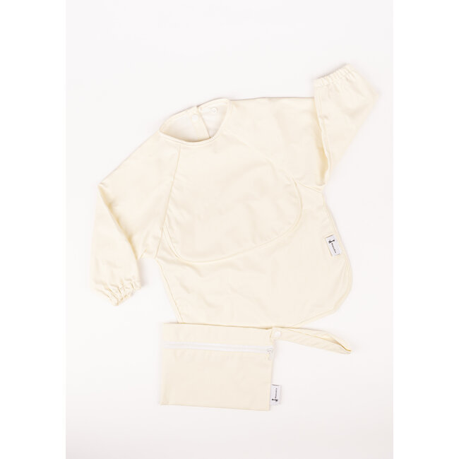 Micasso & Co Micasso & Co - Long-Sleeved Bib with Integrated Pocket, Delicate White