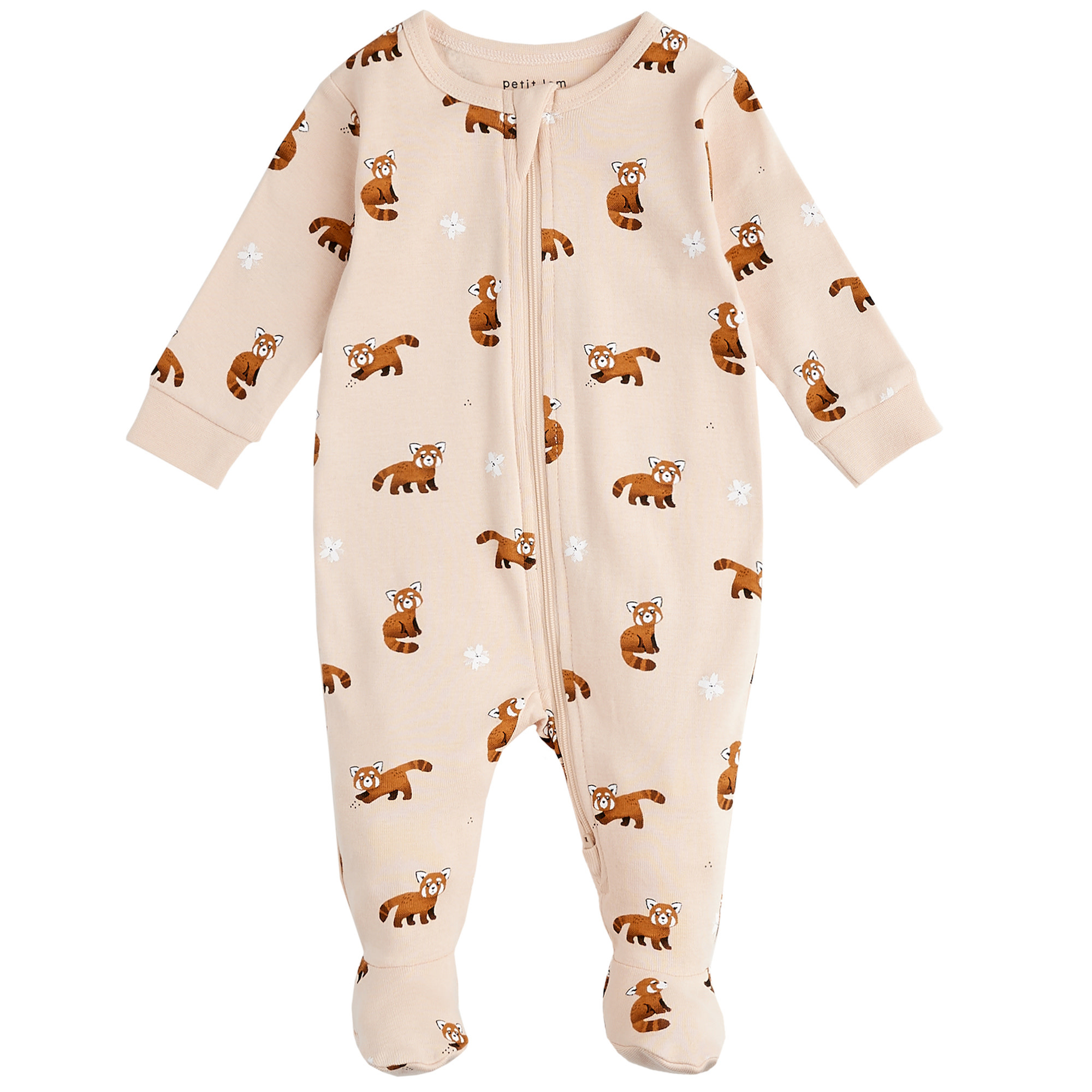 Petit Lem Pyjama a Pattes en Coton Biologique Pandas Roux Charlotte et Charlie