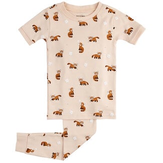 Petit Lem Petit Lem - Pyjama 2 Pièces à Manches Courtes en Coton Biologique, Pandas Roux