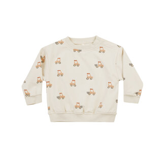Quincy Mae Quincy Mae - Organic Cotton French Terry Sweater, Tractors