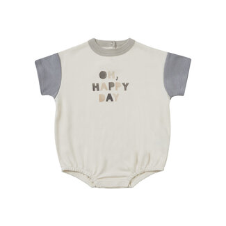 Quincy Mae Quincy Mae - Short Sleeve Round Neck Romper, Oh Happy Day