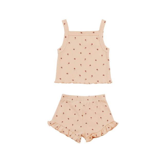 Quincy Mae Quincy Mae - Camisole and Frill Shorts Set, Strawberries