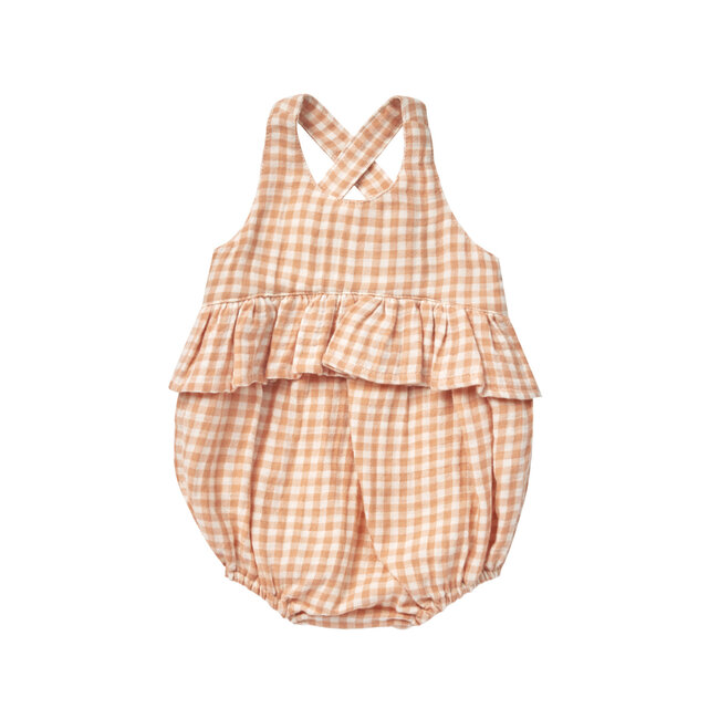 Quincy Mae Quincy Mae - Bubble Romper Penny, Melon Gingham
