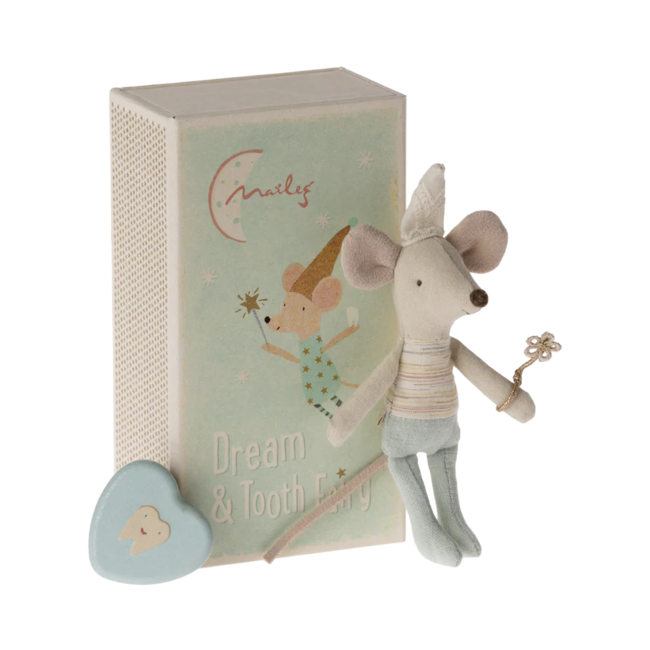 Maileg Maileg - Tooth Fairy Little Brother Mouse in a Box, Blue