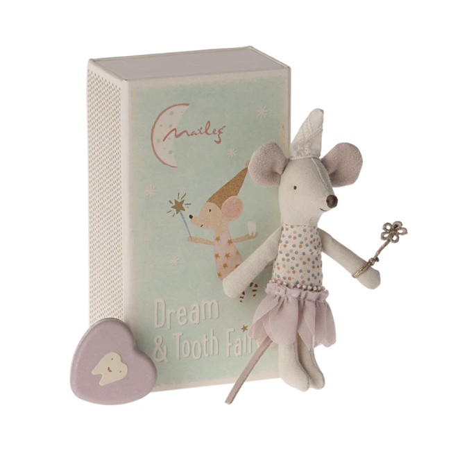 Maileg Maileg - Tooth Fairy Little Sister Mouse in a Box, Pink