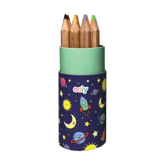 Ooly Ooly - Set of 12 Draw 'n' Doodle Mini Coloured Pencils, Space
