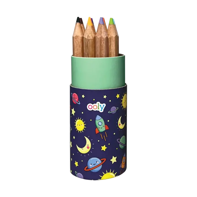 Ooly Ooly - Paquet de 12 Mini Crayons Colorés, Espace