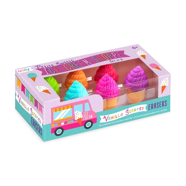 Ooly Ooly - Pack of 6 Ice Cream Scented Erasers