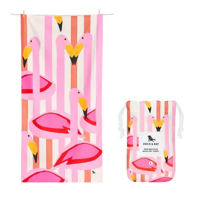 Dock & Bay Dock & Bay - Kids Quick Drying Beach Towel, Flamboyant Flamingos