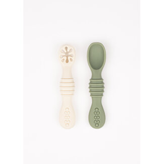 Micasso & Co Micasso & Co - Duo of Silicone Learning Spoons, Soft Green and Cream