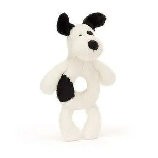 Jellycat Jellycat - Bashful Black and Cream Puppy Ring Rattle