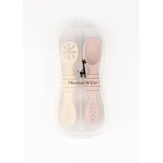 Micasso & Co Micasso & Co - Duo of Silicone Learning Spoons, Mauve and Cream