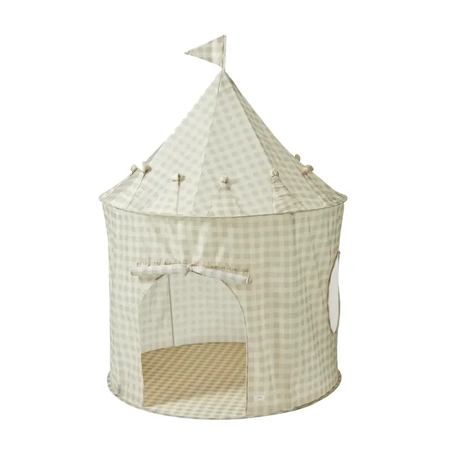 3 sprouts 3 Sprouts - Recycled Fabric Play Tent, Gingham Beige