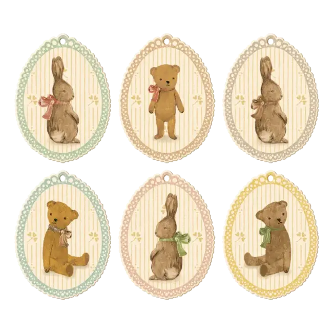 Maileg Maileg - Pack of 12 Gift Tags, Bunnies and Teddies