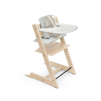 Stokke Stokke Tripp Trapp - Chaise Haute 2 avec Coussin, Plateau et Ensemble pour Nouveau-né, Naturel Gris Nordique