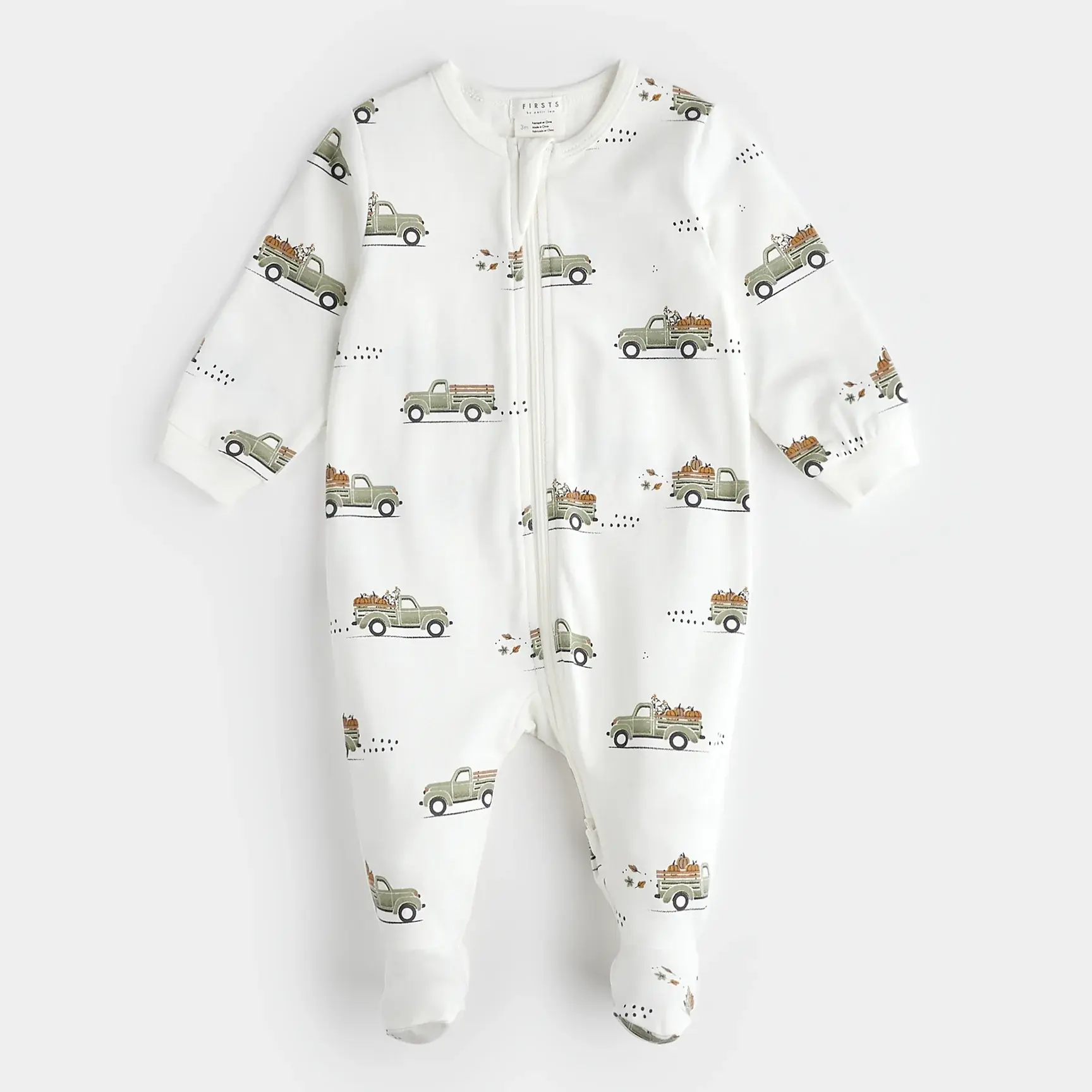 Petit Lem Pyjama a Pattes en Coton Biologique Camion de Citrouilles Charlotte et Charlie