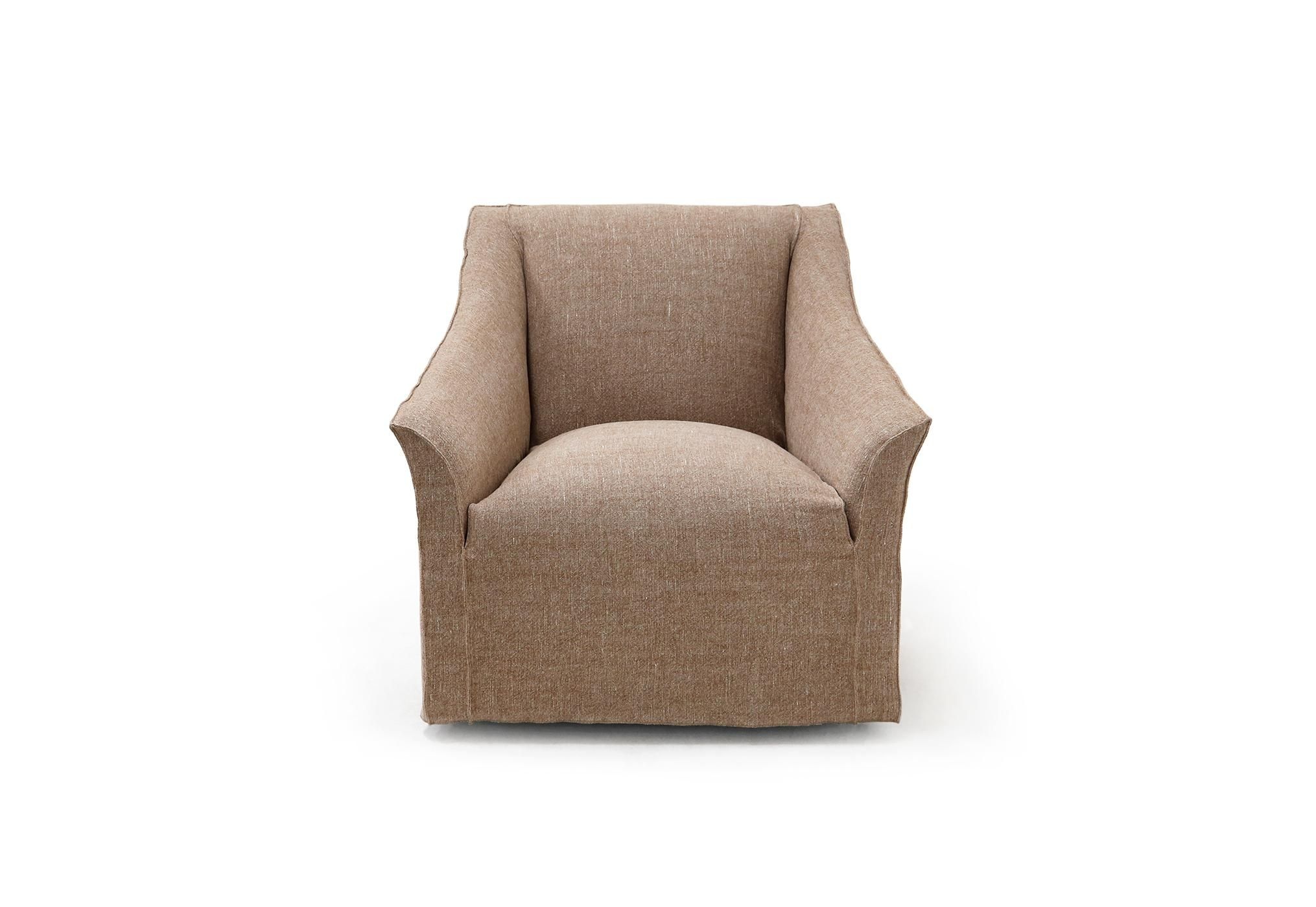 Justine Swivel Club Chair Slipcovered in Kalahari Oyster