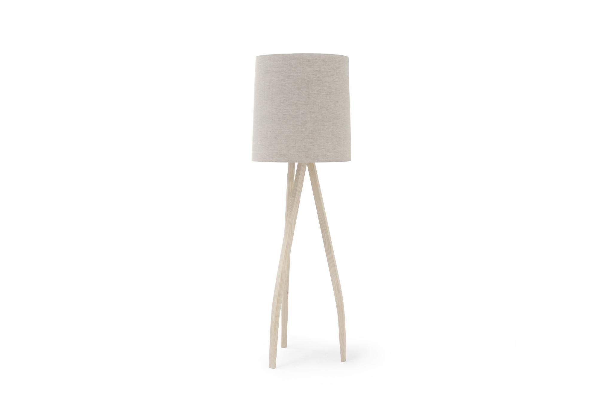 Twist Floor Lamp Sandblasted Bleached Ash with Oatmeal Shade