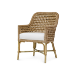 Capitola Dining Arm Chair with Cushion in Little Bamboo Chocolate Fabric