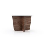 Valencia Round Side Table - Glass Top in Dead Flat Walnut